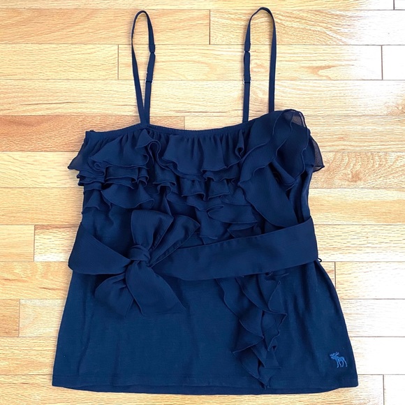 Abercrombie & Fitch Tops - Abercrombie and fitch navy spaghetti ruffles top